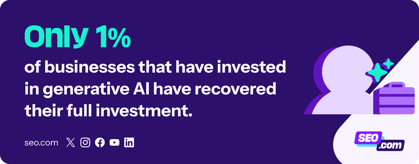 Only 1% of buysinesses that have invested in generative AI have recovered their full investment