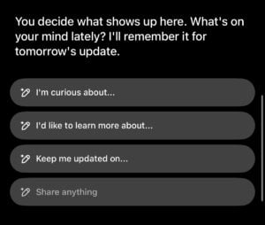 Questions ChatGPT asks to help curate the Pulse feed for users
