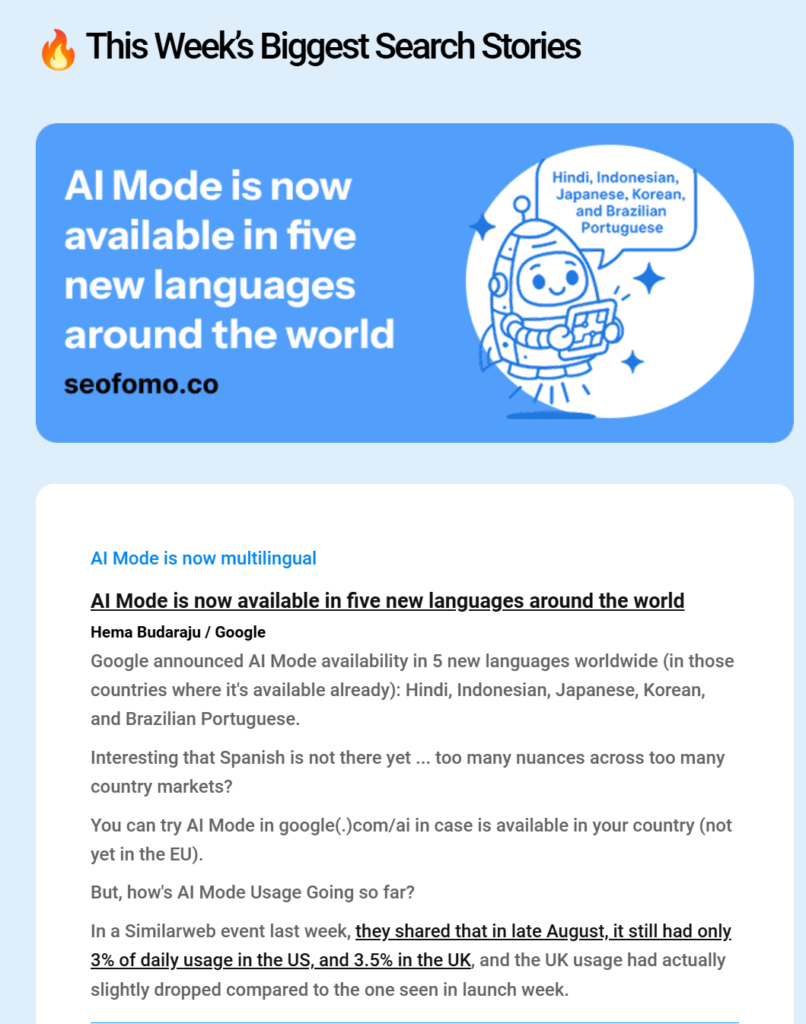 SEOFOMO newsletter preview