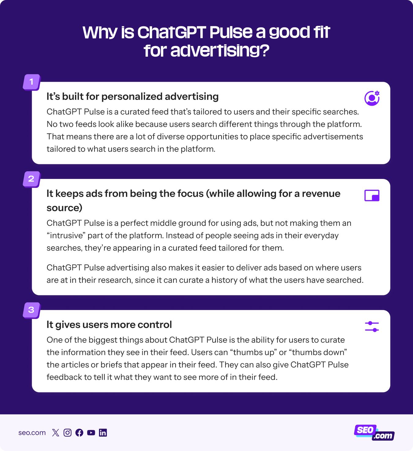 List of reasons why ChatGPT Pulse is a good fit for ads