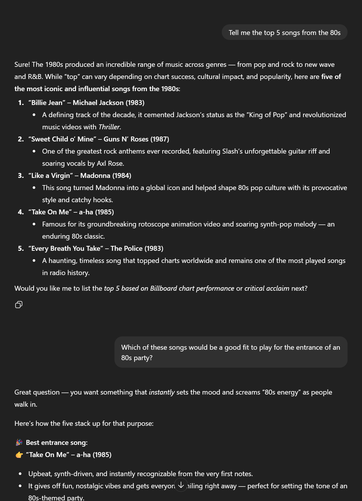 Example of a conversation with ChatGPT