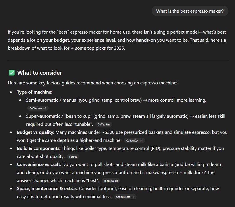 Conversational query with citations