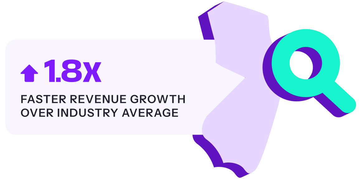 Graphic of New Jersey with a revenue increase stat attached
