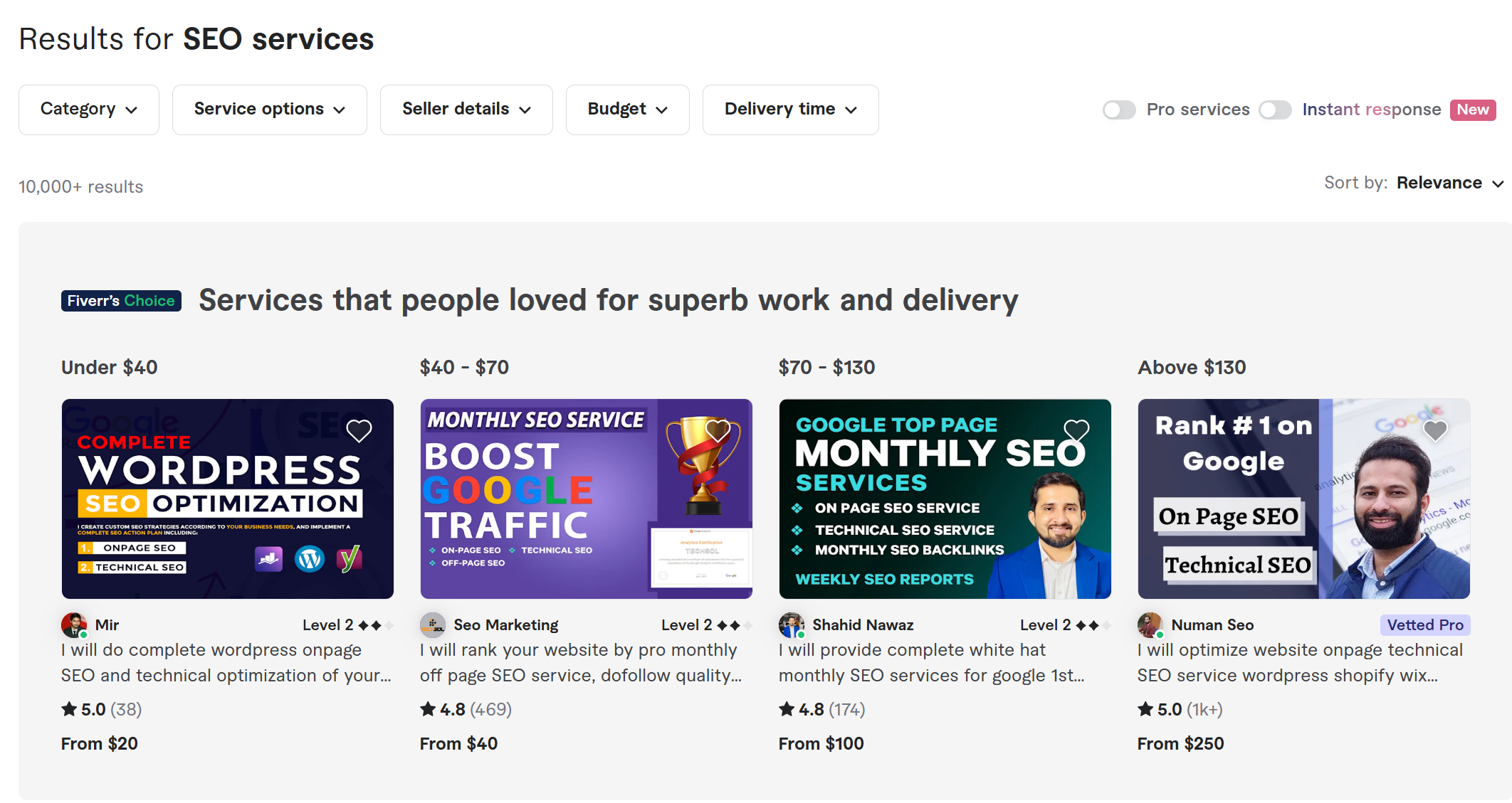 SEO services results