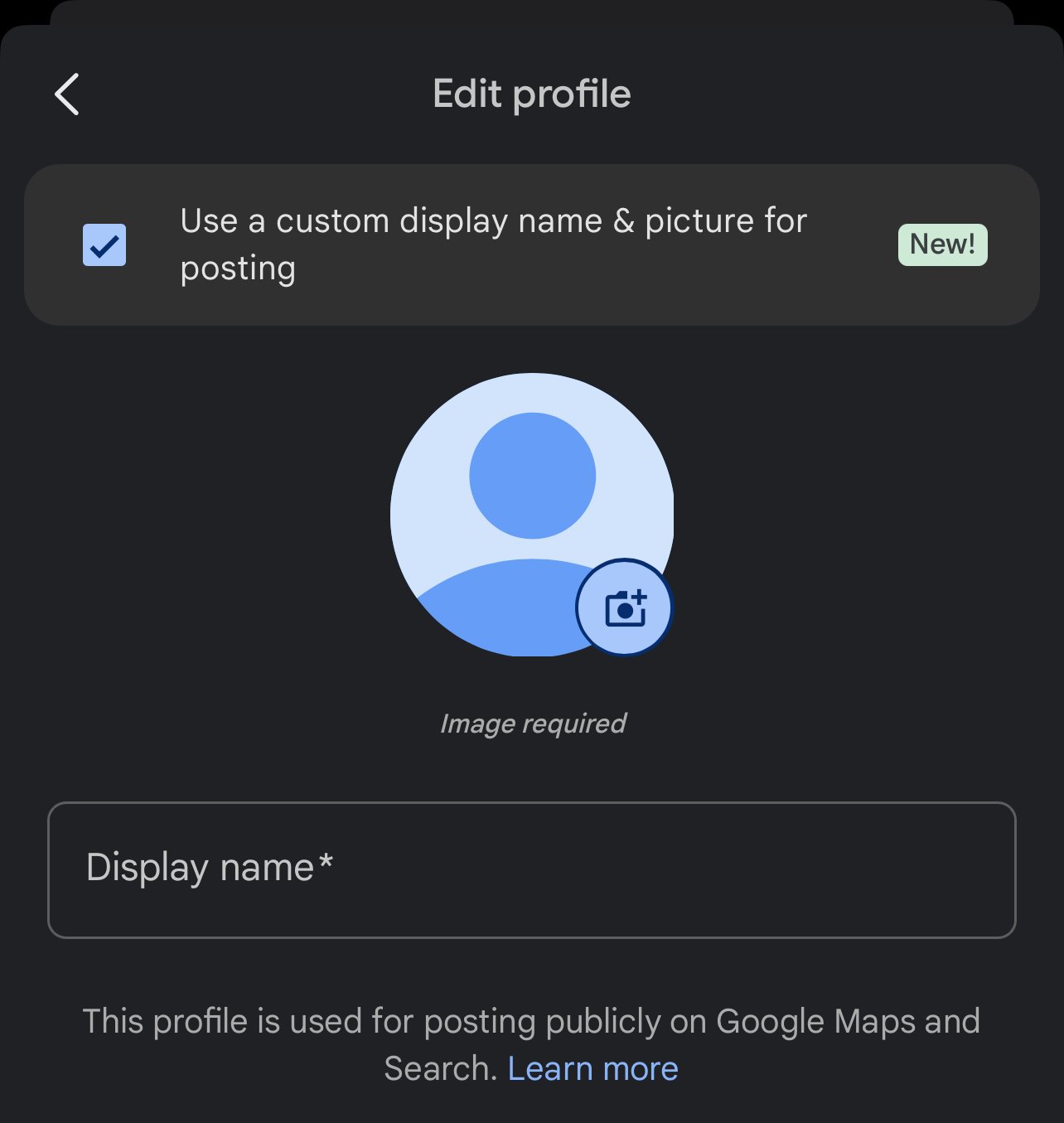 Anonymous profile setup page