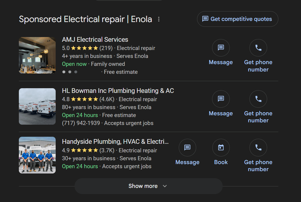 Local Services Ads for electricians