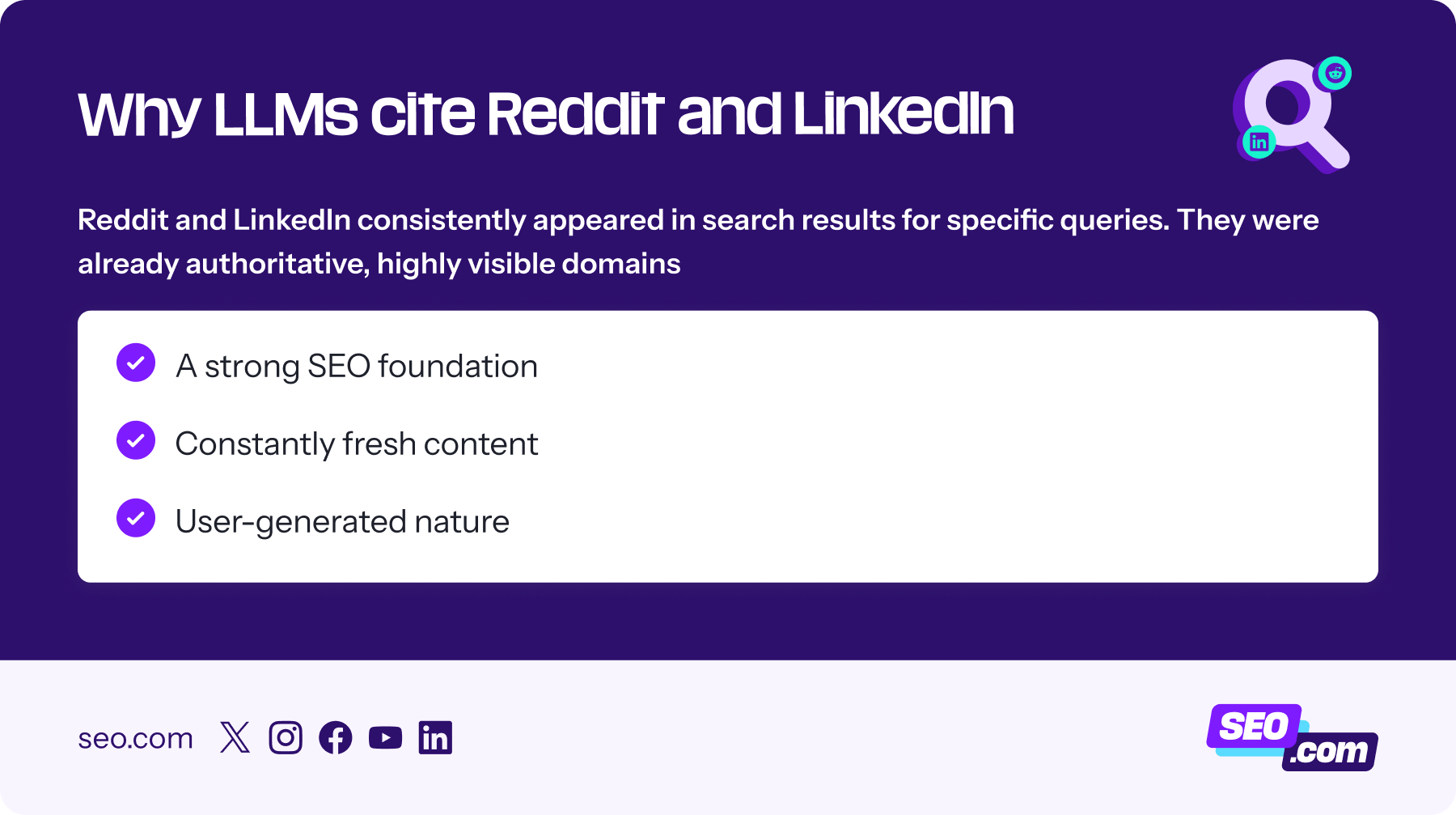 Reasons why LLMs cite Reddit and LinkedIn