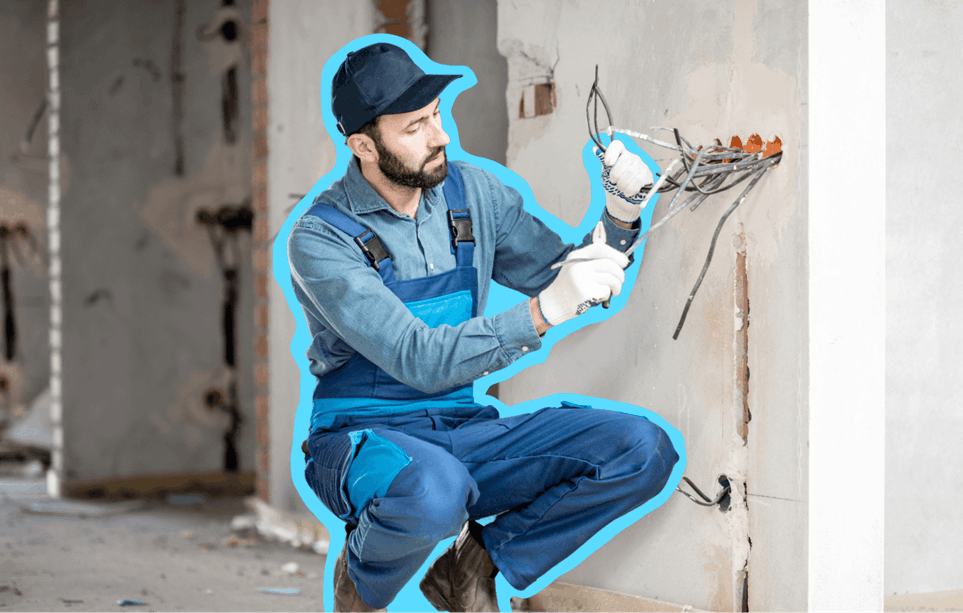 Electrician working on wires