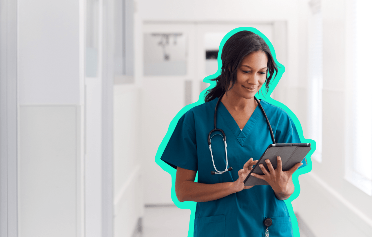 Healthcare worker reviewing a chart