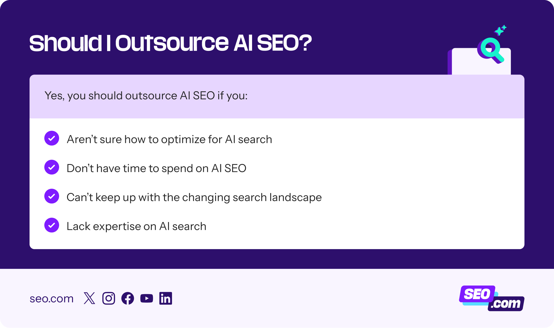 List of reasons for outsourcing AI SEO