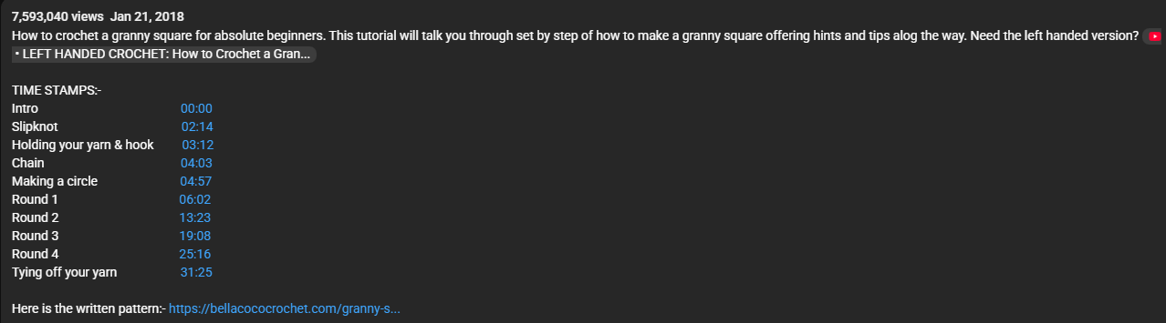 Time stamps on YouTube