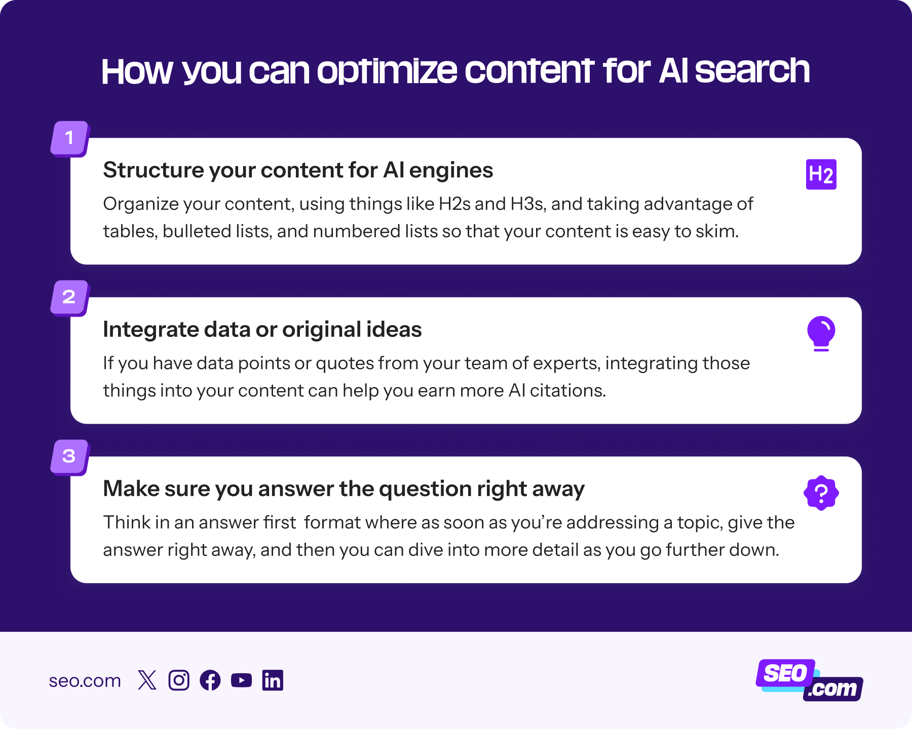Steps for optimizing content for AI search