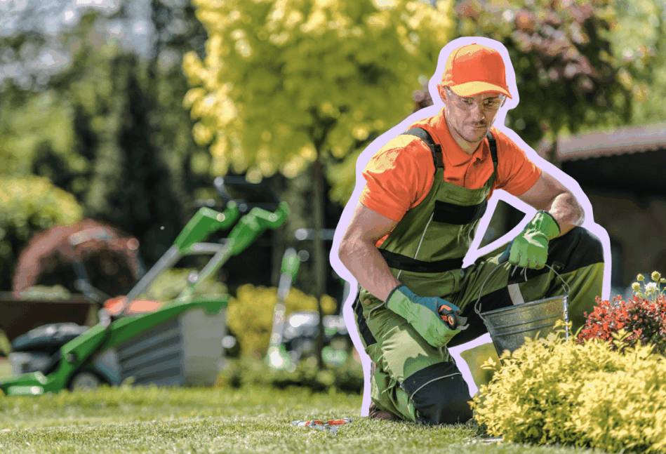 Man working on lawn care