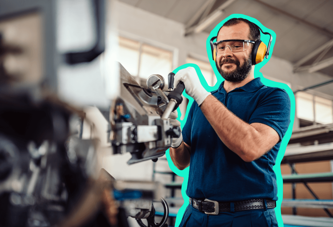 Worker in a manufacturing facility