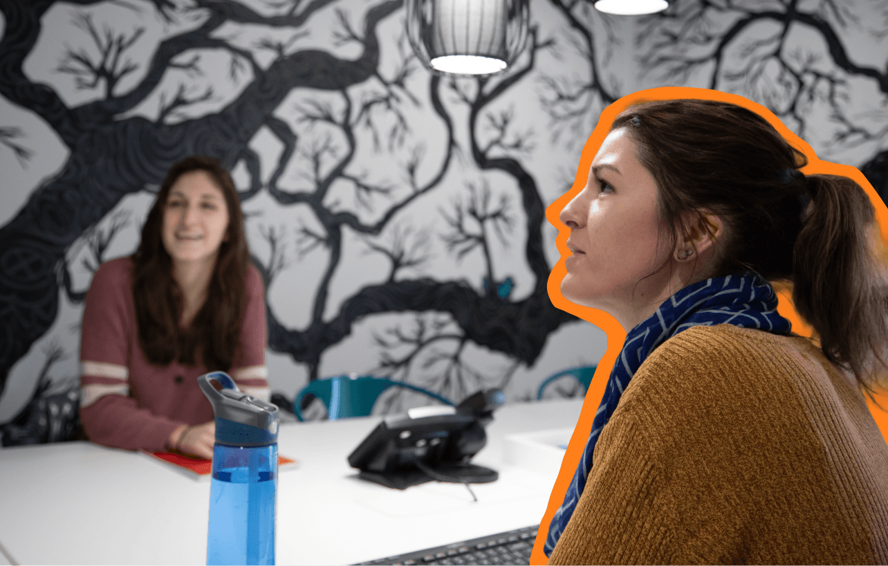 Two women having a meeting in a conference room